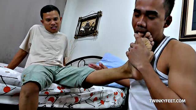 These two Asian twinks are foot fetish freaks! Alex has been wanting to get his mouth all over boy feet for a while now. And we finally got them together for on hot foot worship and fuck session.