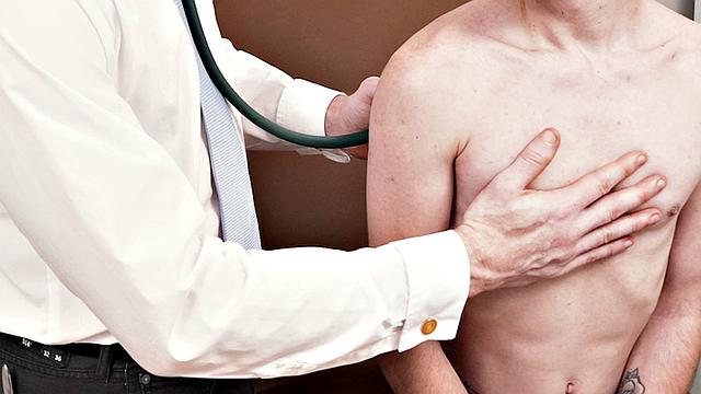 Tall doctor fucks skinny twink in weird infirmary