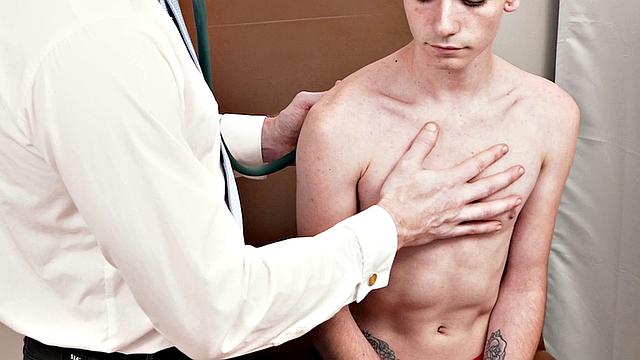 Tall doctor fucks skinny twink in weird infirmary