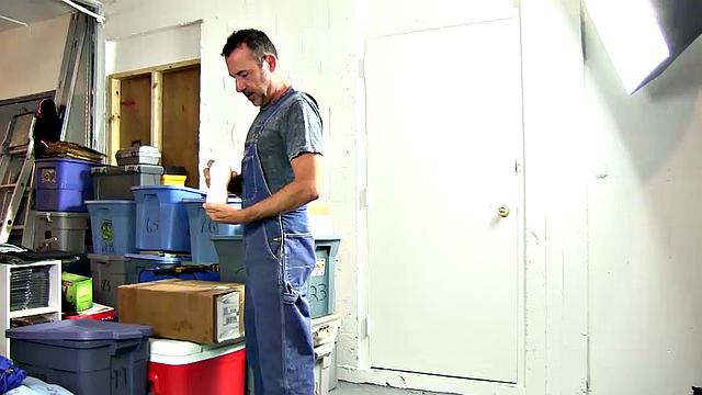 When a sex toy falls out of a box Victor decides to try it on his big dick. He quickly gets naked, slides his cock in deep and thrusts it up and down on his hard cock.