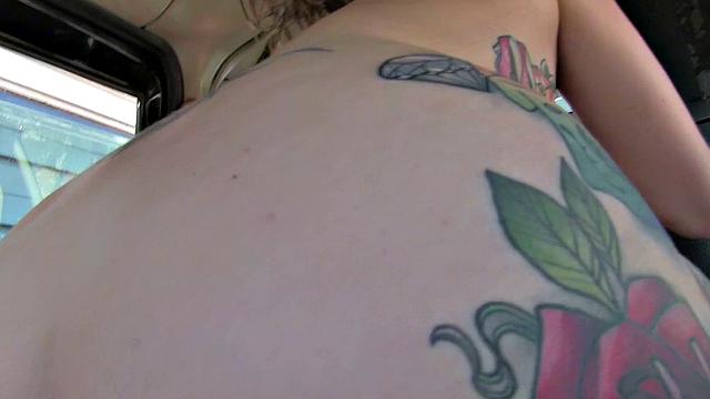 Red Dress Cabbie gives a wild deepthroat blowjob in the cab with glasses on