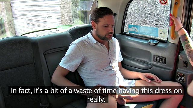 Red Dress Cabbie gives a wild deepthroat blowjob in the cab with glasses on