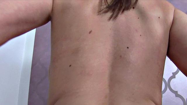 Agent's Cock is a lifeline for shy Brunette as she cheats on boyfriend with wild pussy fingering & doggystyle fucking on couch