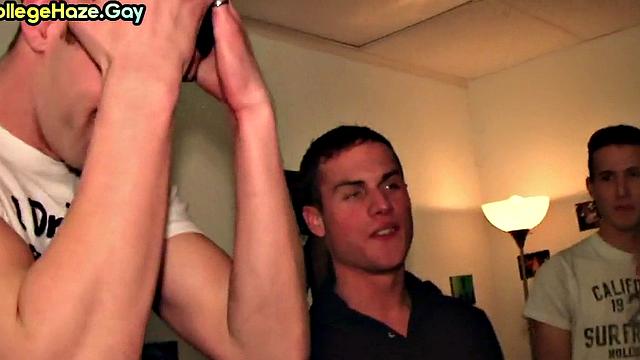 Real straight guys go gay in 3some fraternity on college