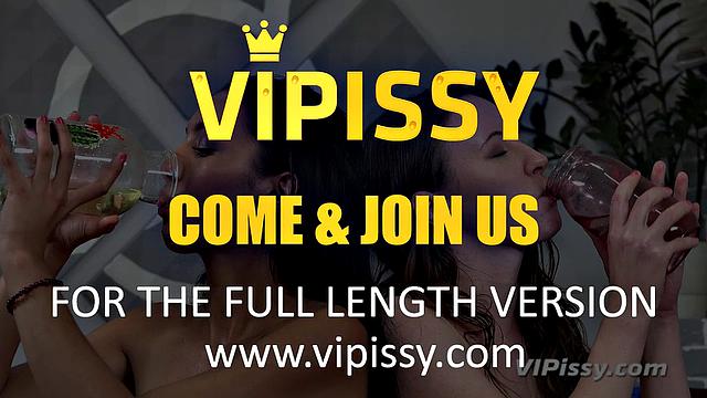 Piss drinking - Lesbians gulp down golden pee!