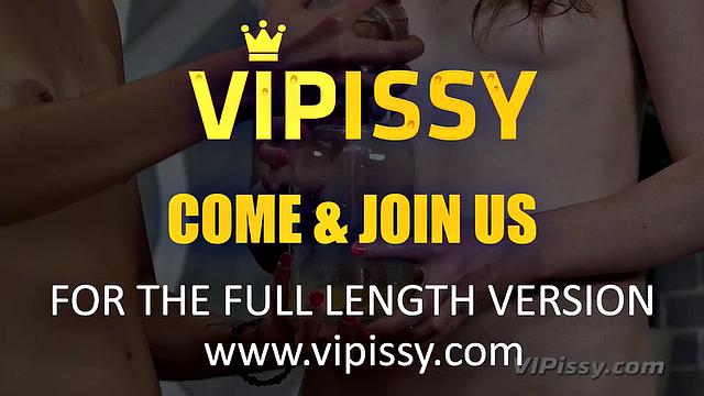 Piss drinking - Lesbians gulp down golden pee!