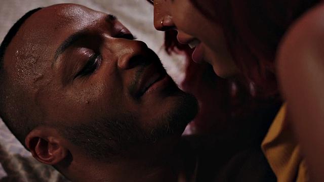 Busty trans babe pumping black ass before sucking