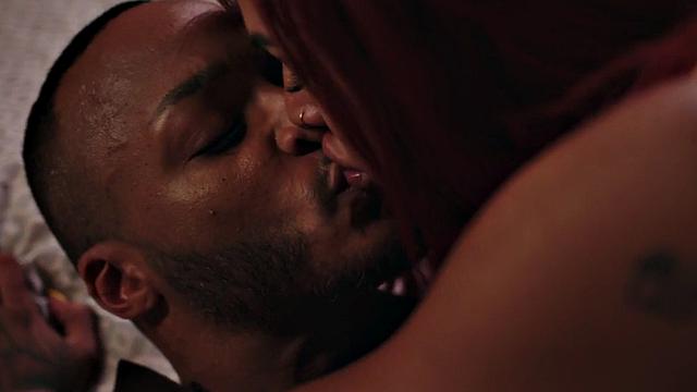 Busty trans babe pumping black ass before sucking