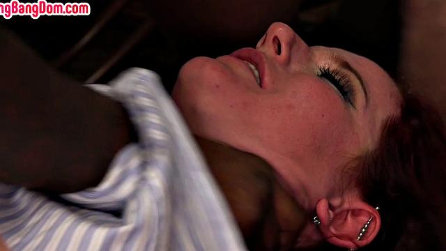 Hardcore gangbanged redhead used in whipping fuck