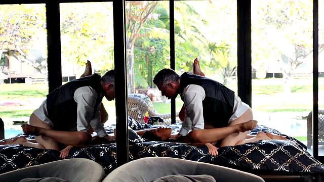 Spoiled Asian babe assfucked by her servant after spanking