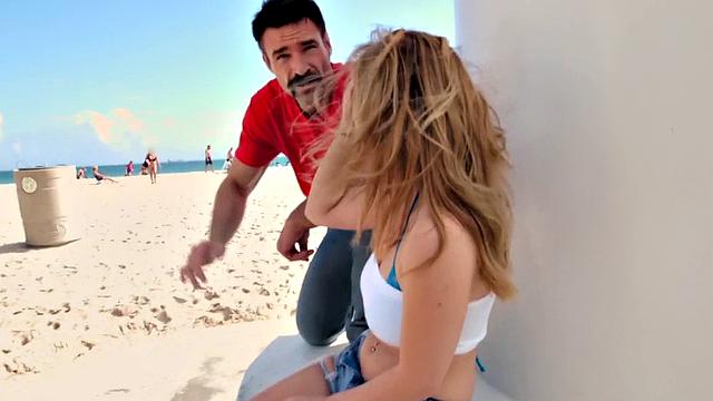 Bikini babe picked up from beach and fucked during casting