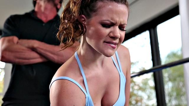 Babe blowing trainer before pussy toyed with object