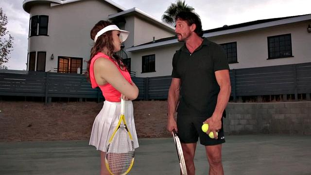 Babe blowing trainer before pussy toyed with object