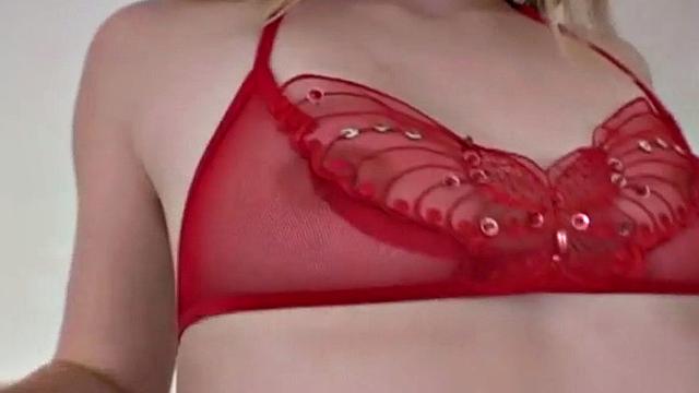 Petite teen jerks off hard cock.