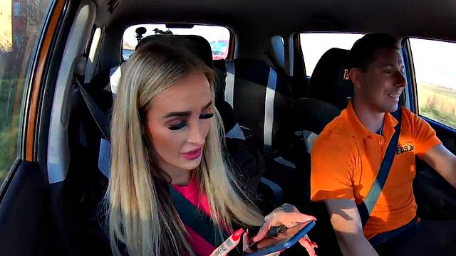 Busty tattooed driving student fucked public outdoor