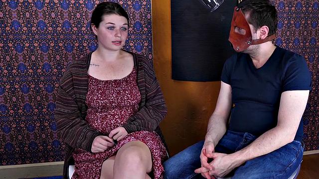 Watch this kinky teen get brutally spanked before getting dominated by her mask-wearing mistress