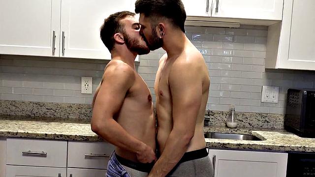 FTM amateur stud gets licked and fucked in the kitchen