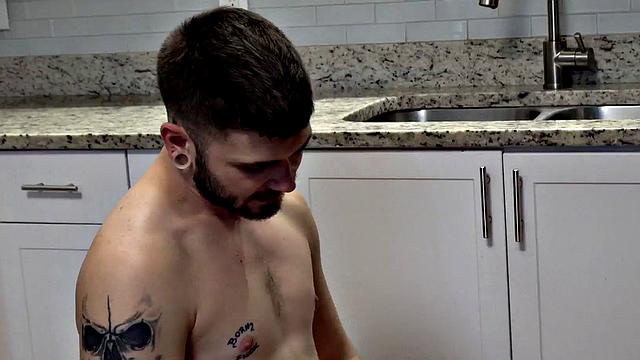 FTM amateur stud gets licked and fucked in the kitchen