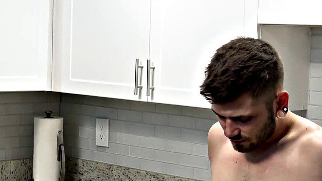FTM amateur stud gets licked and fucked in the kitchen
