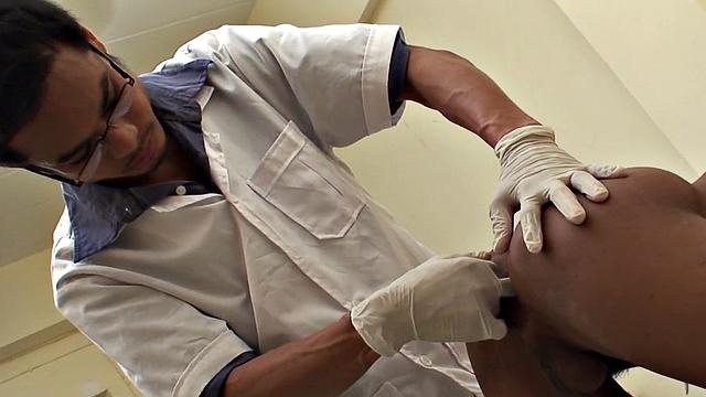 Enema Asian barebacked and asstoyed by doctor