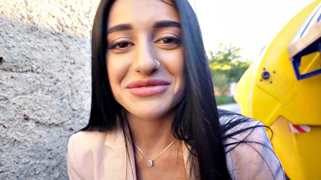 Public Czech babe fucked outdoors for cash by sex agent