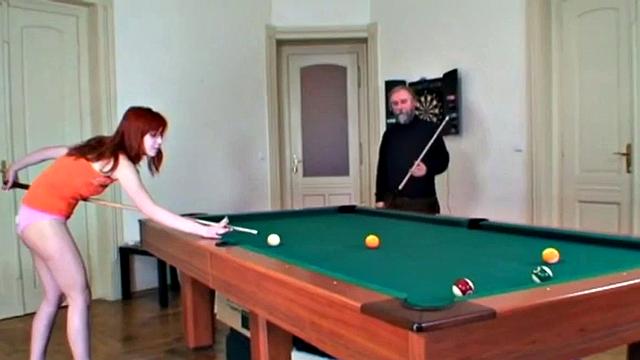 Redhead teen fucks gramps dick after blowjob