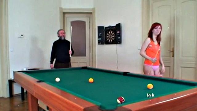 Redhead teen fucks gramps dick after blowjob