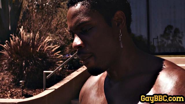 Muscled black hunks in anal affair