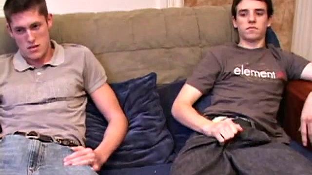 Marc Sterling and Mason Night are on the sofa working their dicks, before Marc goes down on his buddy. In no time Marc squirts a monster load with Mason's cock in his mouth. Then Mason pumps out a warm cum load onto his stomach.