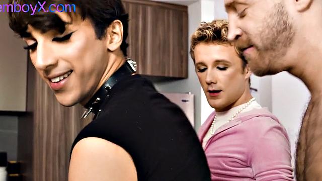 21yo femboy fucked and facialized in a 3some with jock