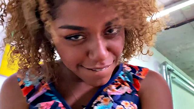 Ebony POV smalltits babe closeup fucks her step cousin