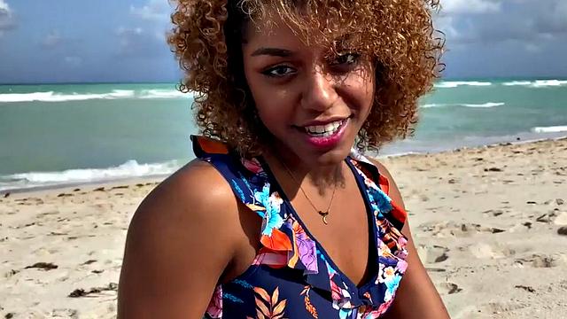 Ebony POV smalltits babe closeup fucks her step cousin