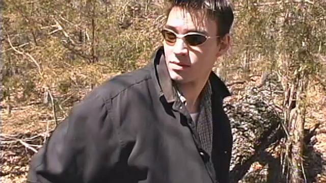 When 18 year old Derrick Windsor is out hiking in the woods, he gets the urge to jerk off. The young man looks around and sees he's alone, so he leans on a fallen tree and pulls down his pants just enough to work his growing cock.