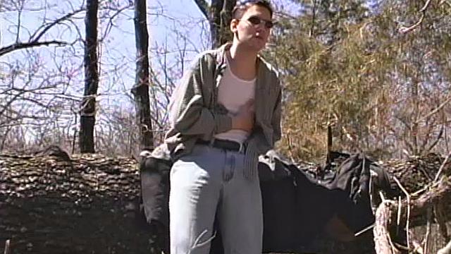 When 18 year old Derrick Windsor is out hiking in the woods, he gets the urge to jerk off. The young man looks around and sees he's alone, so he leans on a fallen tree and pulls down his pants just enough to work his growing cock.