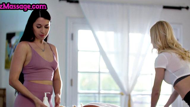 Lesbo bae gets tribbed by masseuses