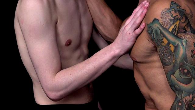 Tattooed jock rims and breeds twink in jockstrap