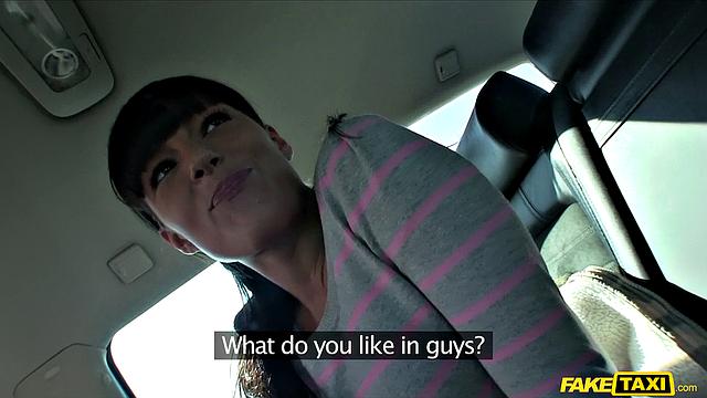 Brunette cheats on her boyfriend with a fresh dick in a taxi