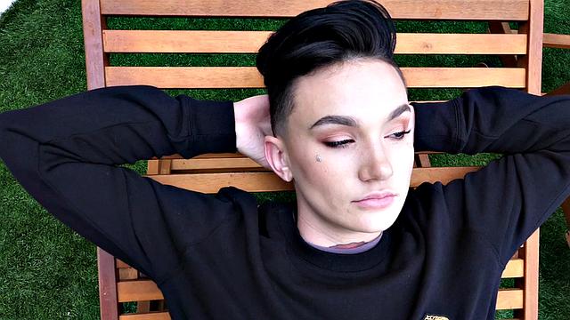 Smoking queer with tattoos licks Ebony pussy before being licked