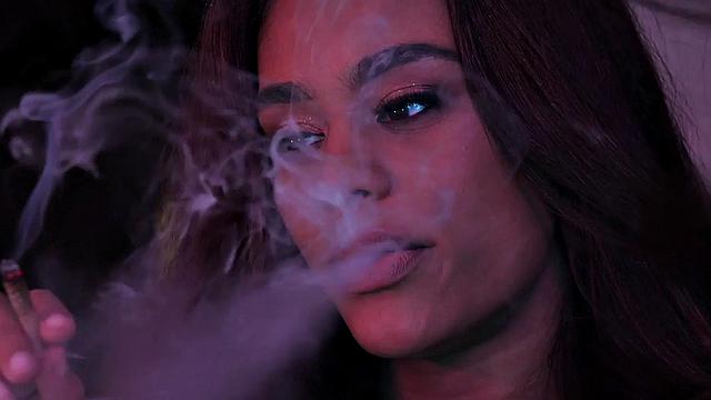 Smoking queer with tattoos licks Ebony pussy before being licked