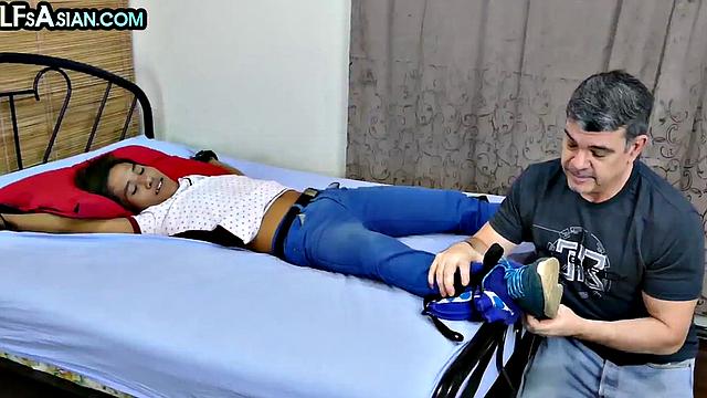 Tickling DILF fucks Asian twink in greedy asshole