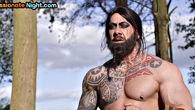 Busty medieval babe pussypounded and rimmed in threesome with