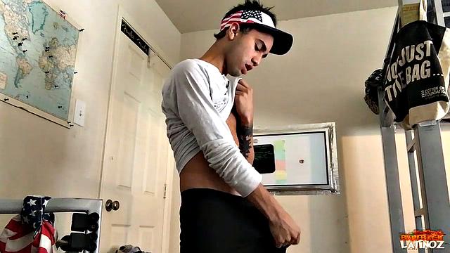 Our featured solo boy of the week is a skinny Latin twink with an uncut cock big enough to do some damage. In this case, Lucas has decided to give his fleshjack a stress test, as he plunges it onto his monster meat while planted in a chair.