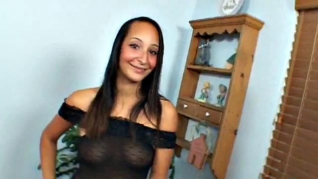 Watch Laycie tease and please a white cock with her big tits & dress