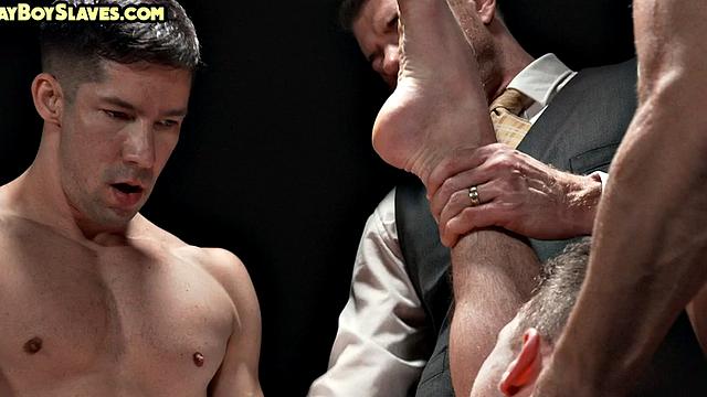 3some loving subject fucked in ass while being jerked off