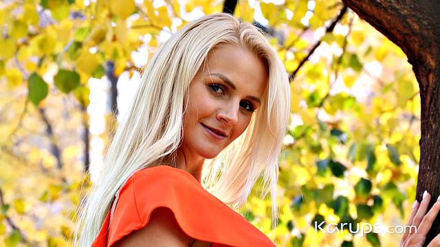 Katy Sky strips and rides cock on the couch