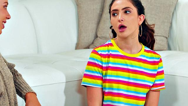 Babes tugging boyfriend in threeway after riding cock