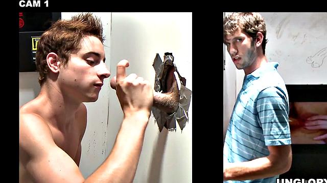 Str8 dude gets gloryhole blowjob and cums on his face