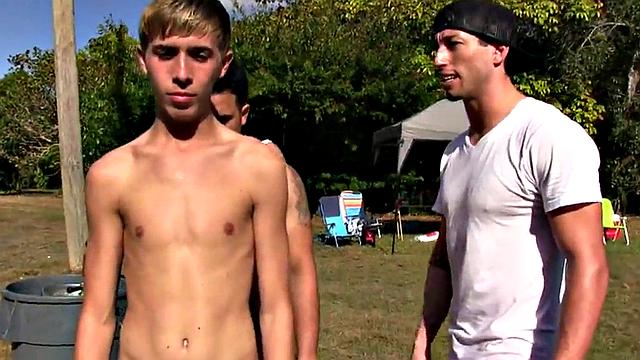 Hazed twink banged outdoors for entrance in fraternity
