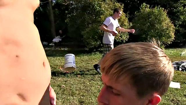 Hazed twink banged outdoors for entrance in fraternity