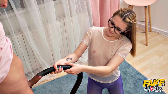 Cock Stuck in Vacuum Cleaner